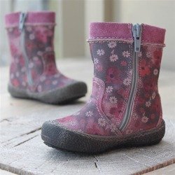 Emel Purple/Pink & Grey Flower Pattern suede leather Boots E1994b/k