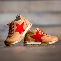 Emel Camel Brown/Red Leather Trainers 2450-1