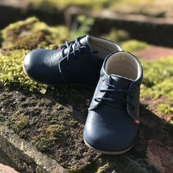 Emel Dark Blue Leather Pram Shoes (blue laces) N101-3
