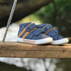 Emel Blue & Yellow Velcro Toddler Trainers E2575-18