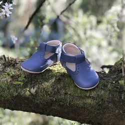 Emel Blue Leather Pram Shoes N100-4