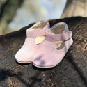 Emel Sparkling Baby Pink Leather Pram Shoes N100-9