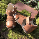 Emel Brown Leather Closed-up Sandals E2199-24