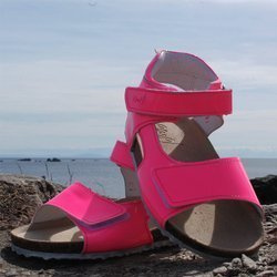 Emel Pink Patent Leather cork bed sandals E2508a