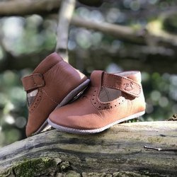 Emel Camel Brown Leather Pram Shoes N100B-3